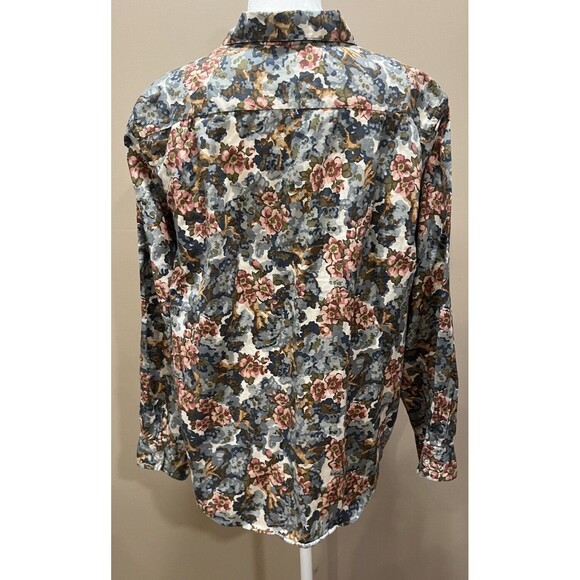 VTG LL Bean Cotton Floral Button Up Shirt 20 XXL Cottage Core Preppy Prairie - Picture 2 of 10